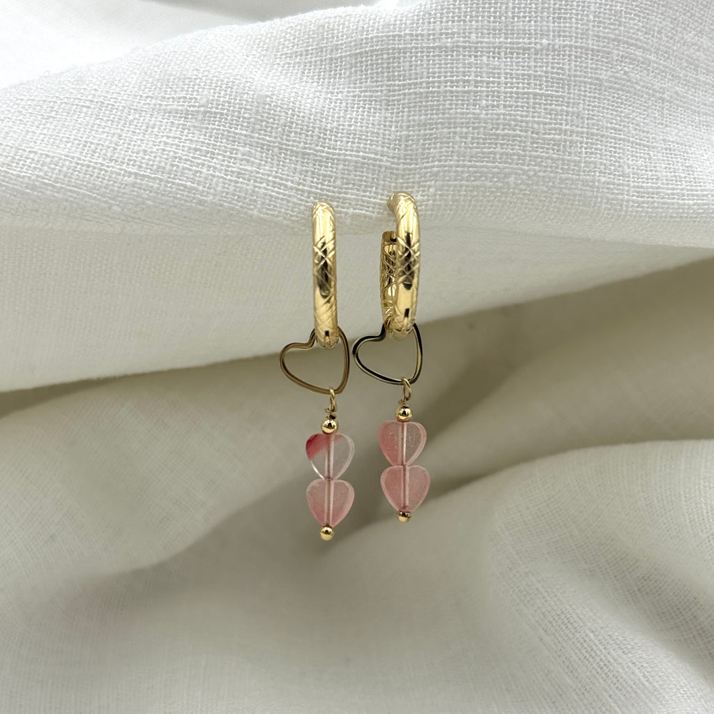 Oorbellen love for pink hearts