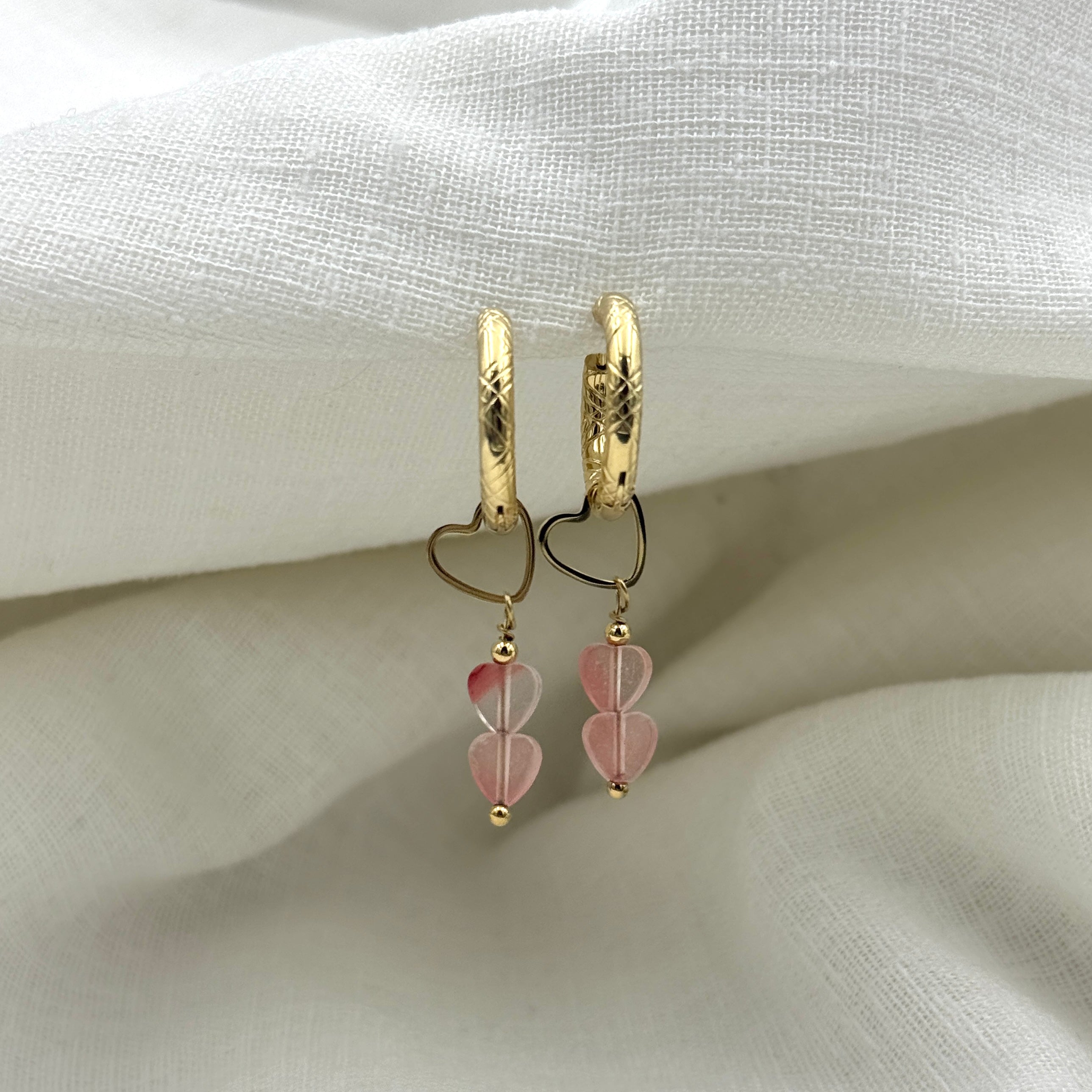 Oorbellen love for pink hearts