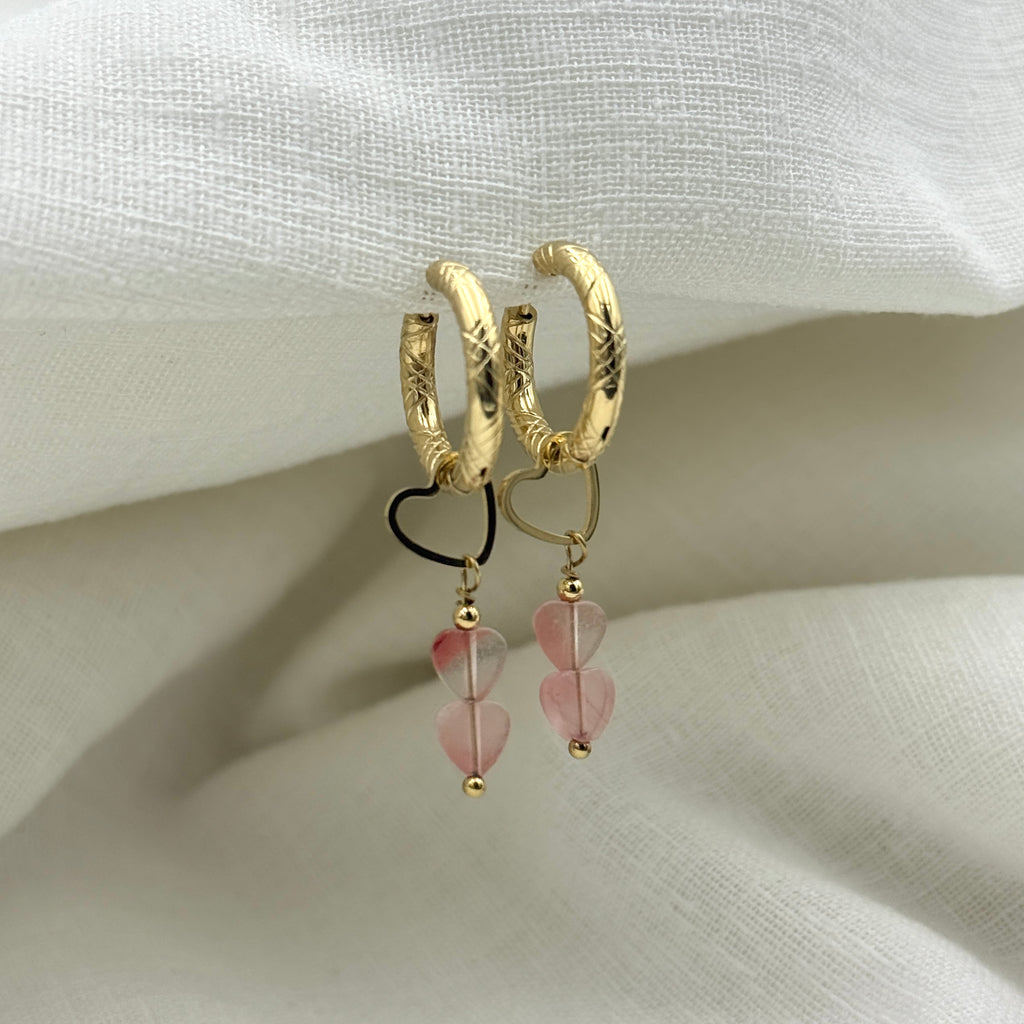 Oorbellen love for pink hearts