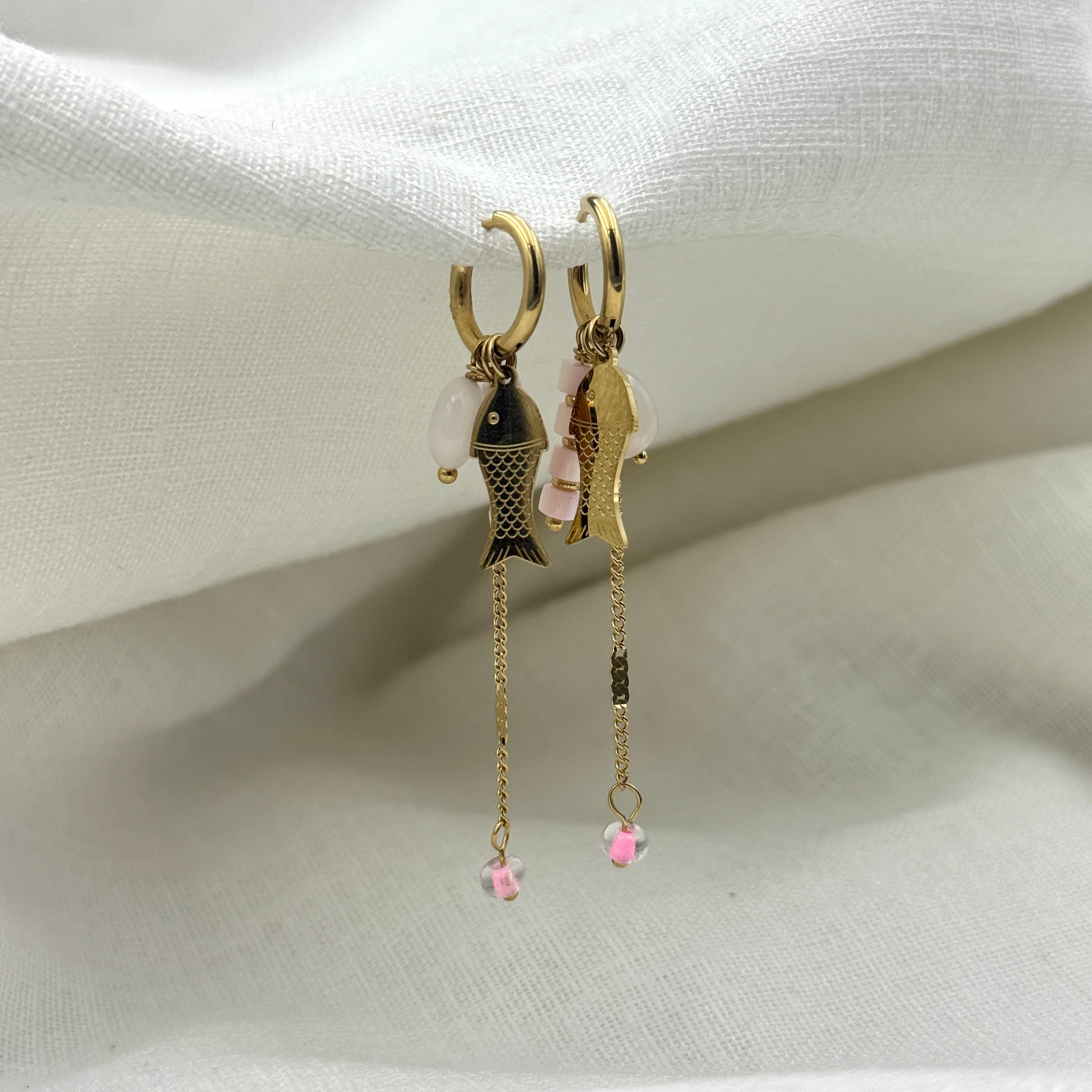 Oorbellen pink fish