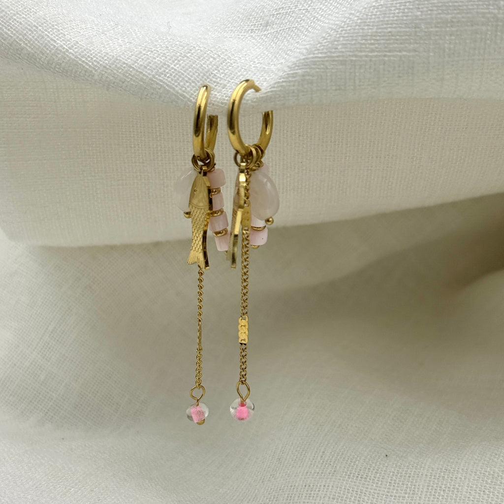 Oorbellen pink fish