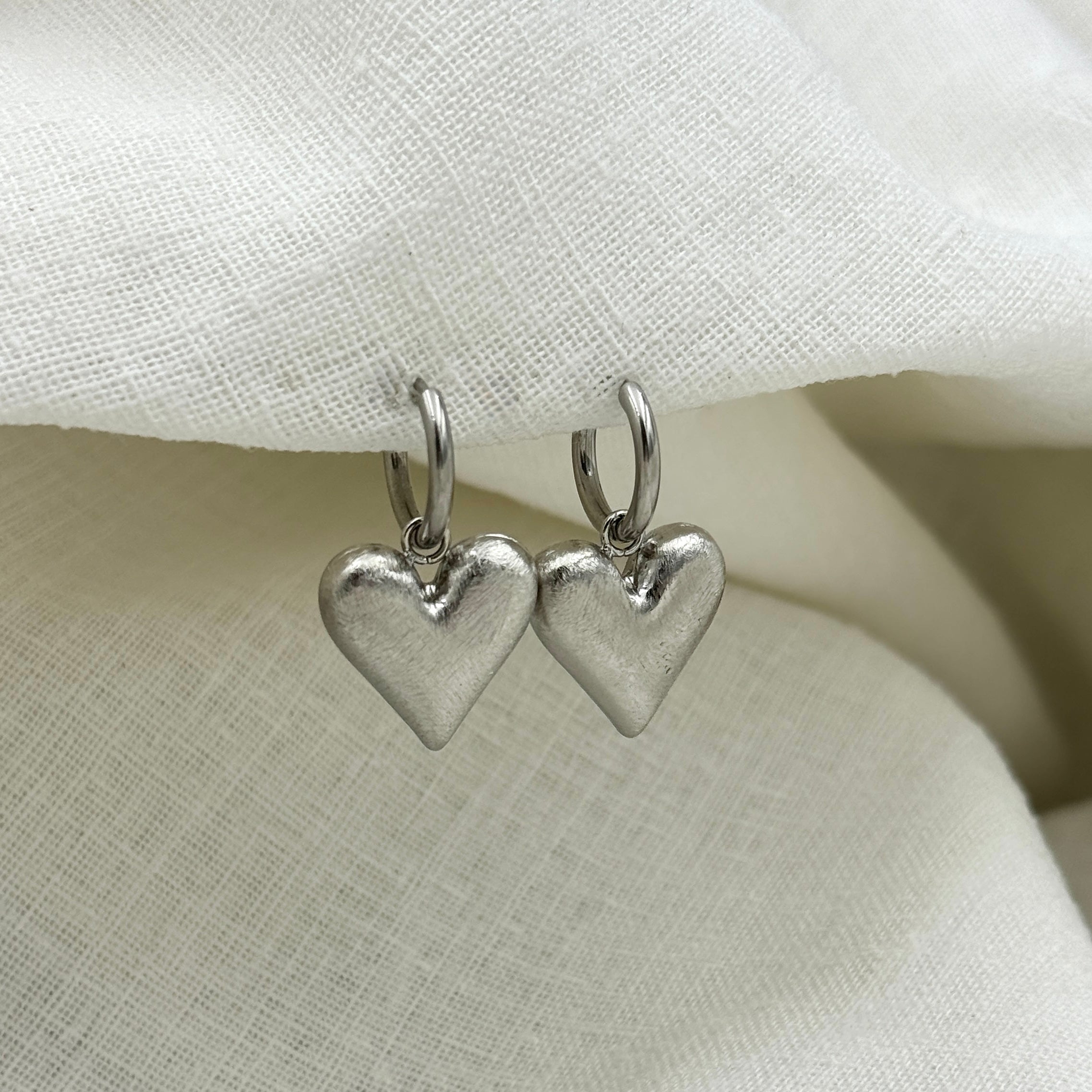 Silver Heart Oorbellen