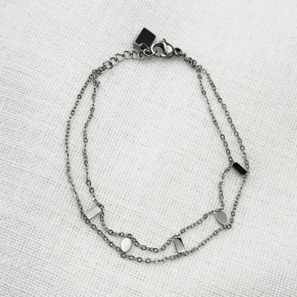Armband double danty zilver