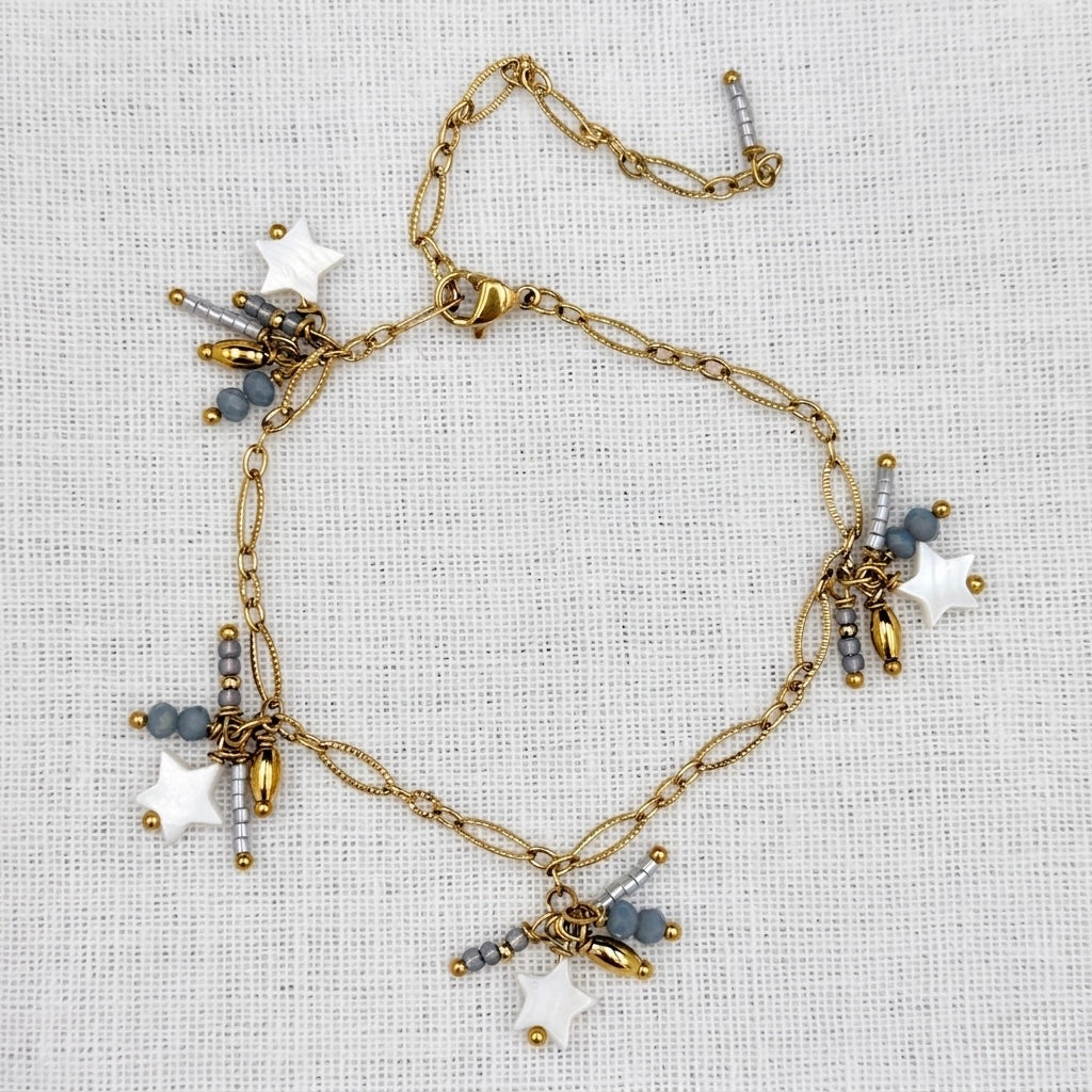 Armband happy stars blauw