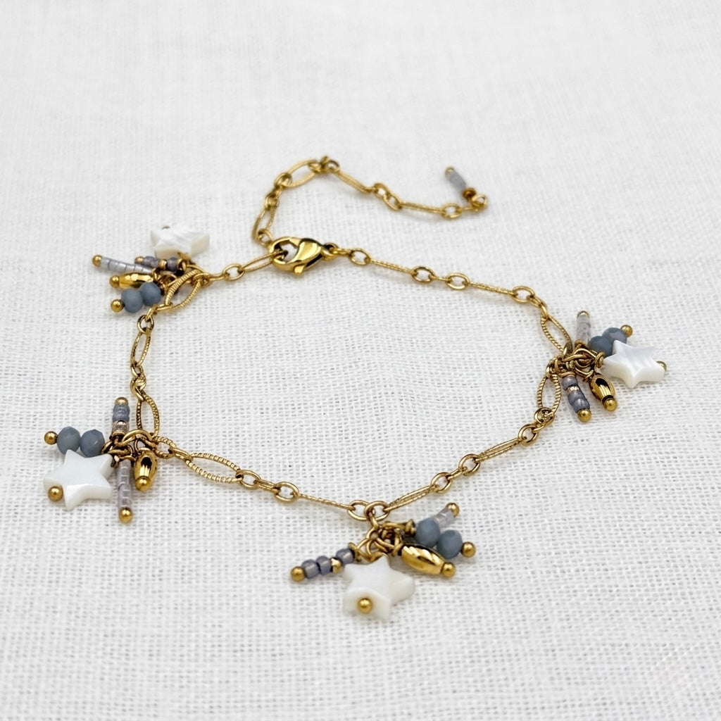 Armband happy stars blauw