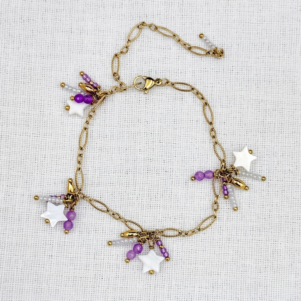 Armband happy stars paars