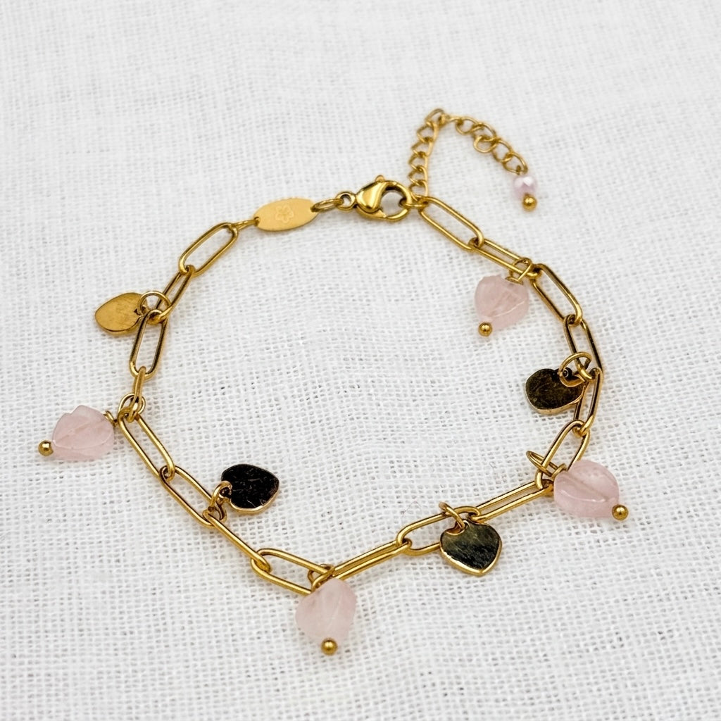 Armband roze hartjes