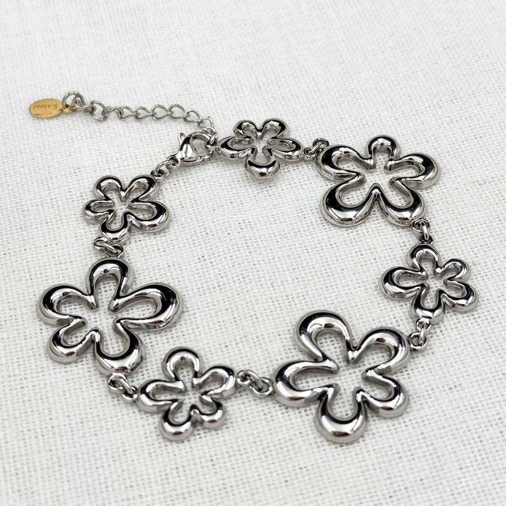 Armband happy flower Zilver
