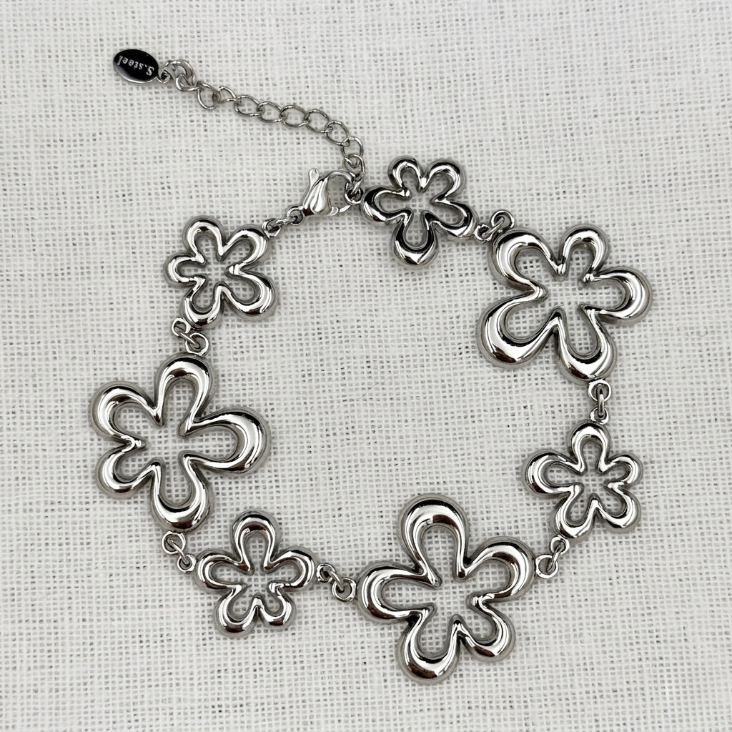 Armband happy flower Zilver