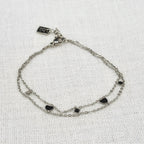 Armband double danty heart zilver