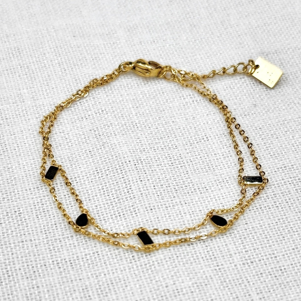 Armband double danty gold