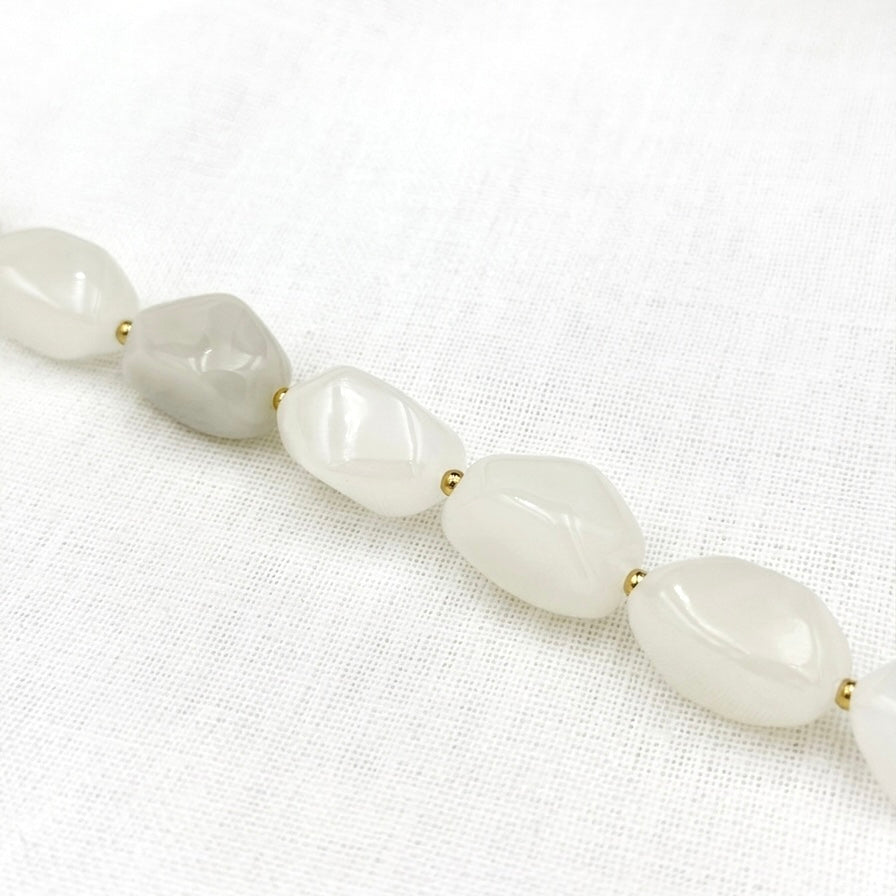 Ketting white pink stones