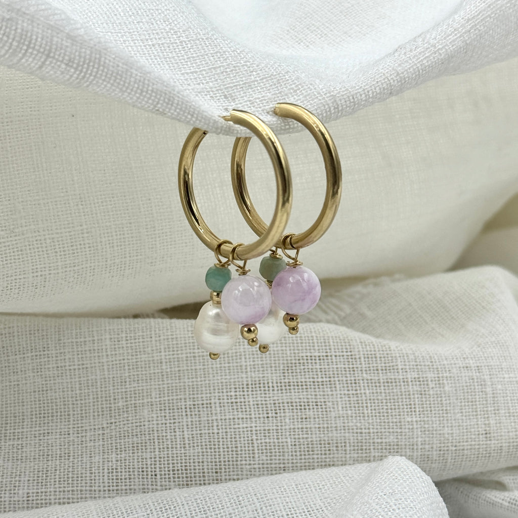 Oorbellen happy stone hoops