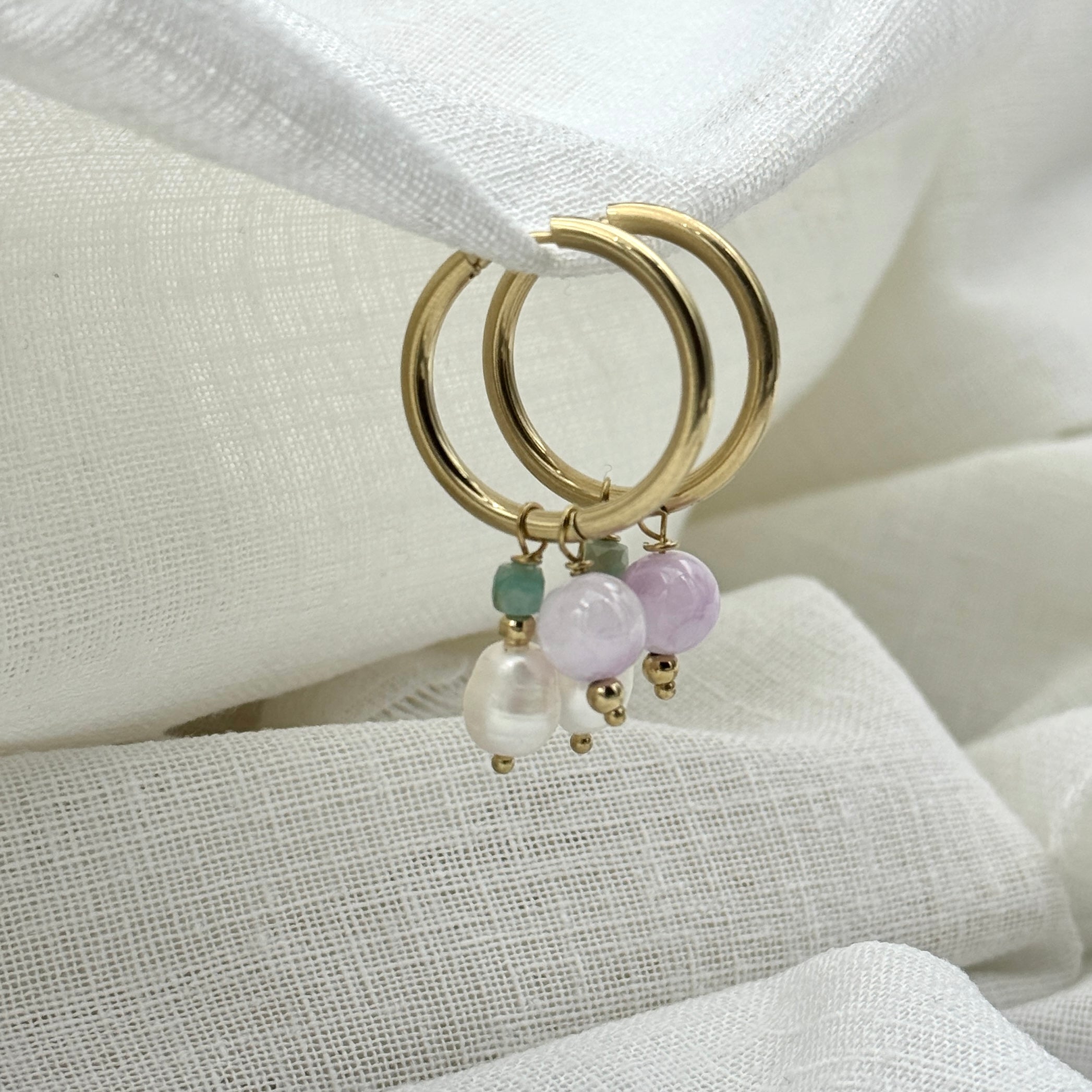 Oorbellen happy stone hoops