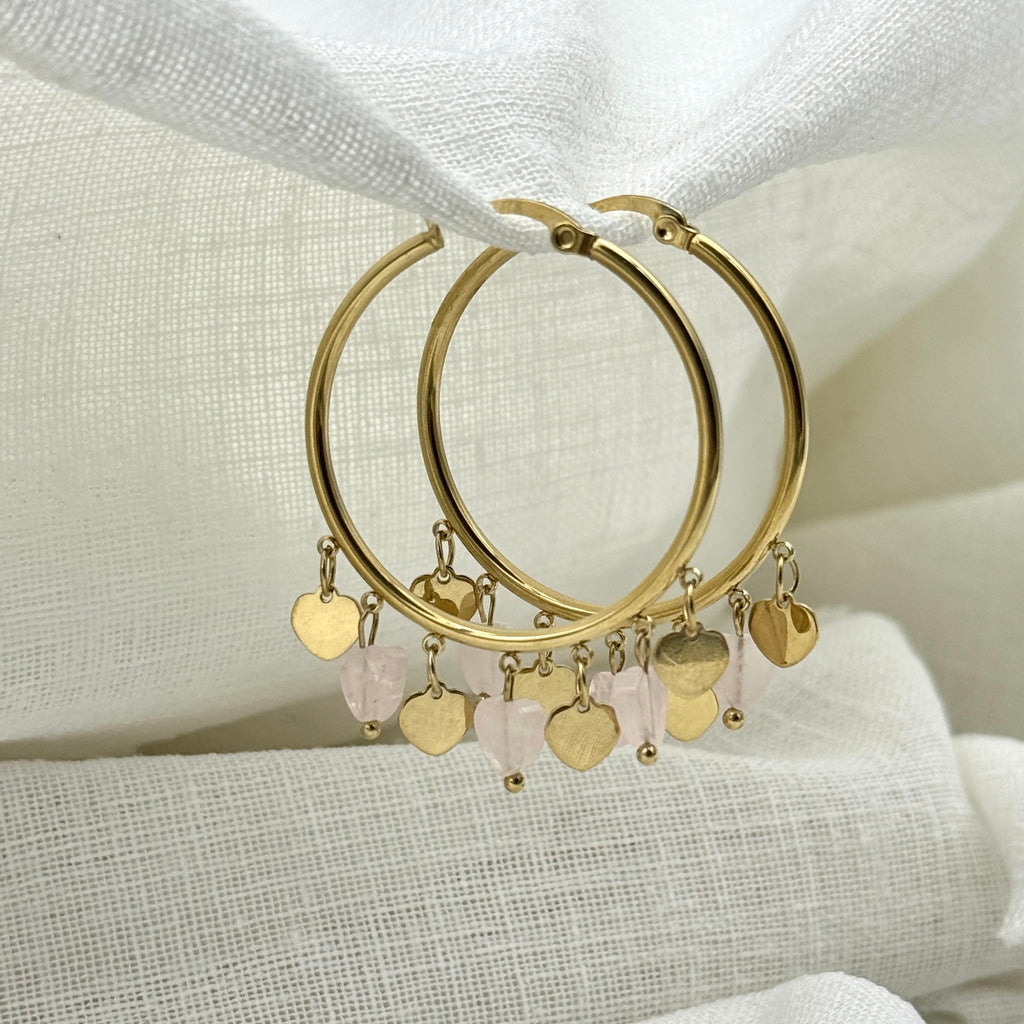 oorbellen hoops with pink hearts