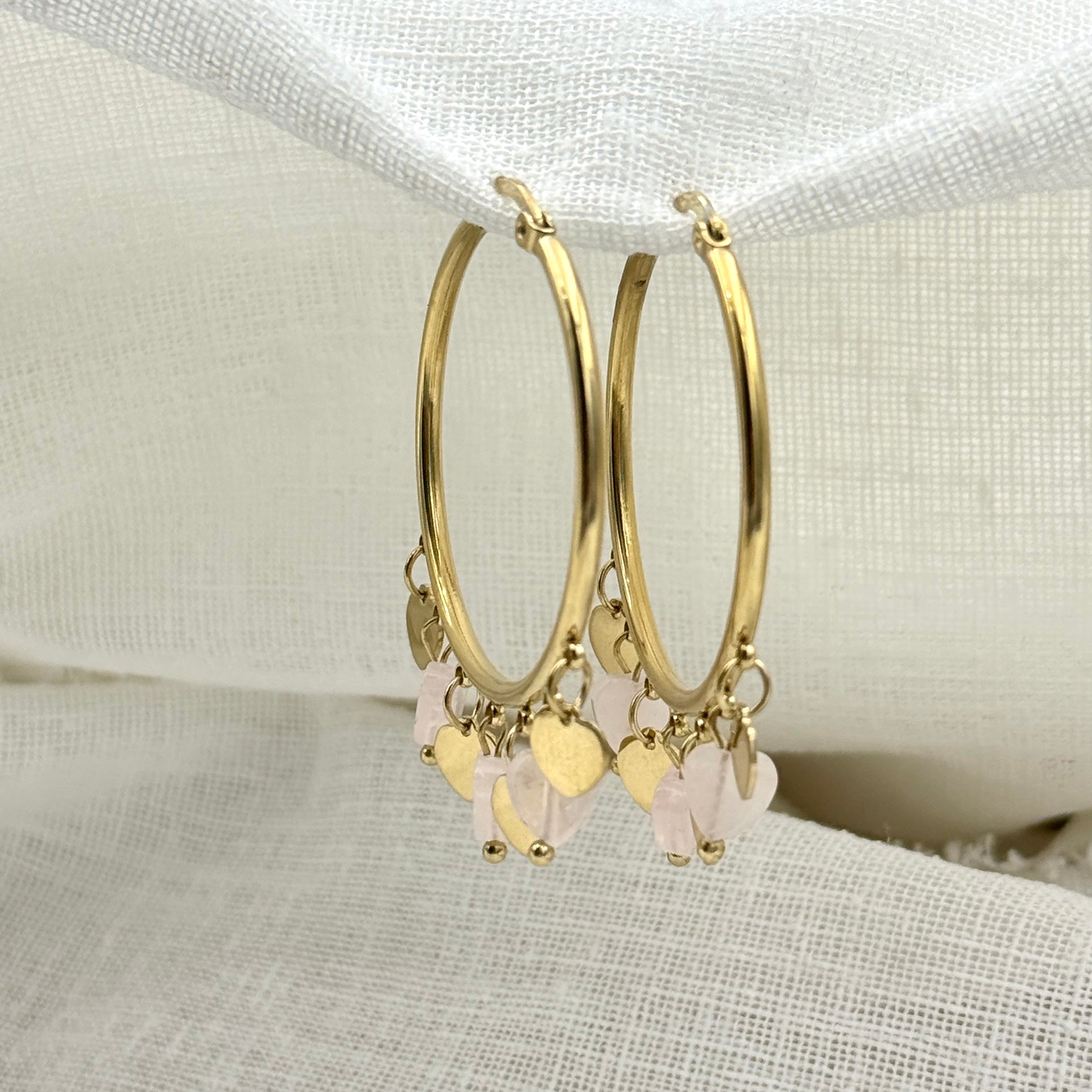 oorbellen hoops with pink hearts
