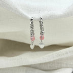 Oorbellen pink hearts zilver