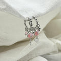 Oorbellen pink hearts zilver