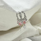 Oorbellen pink hearts zilver