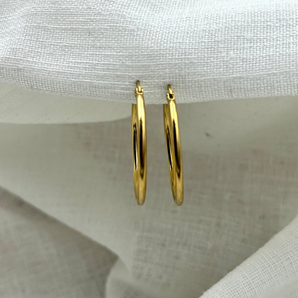 Oorbellen basic goudkleurige hoops 3.5 cm