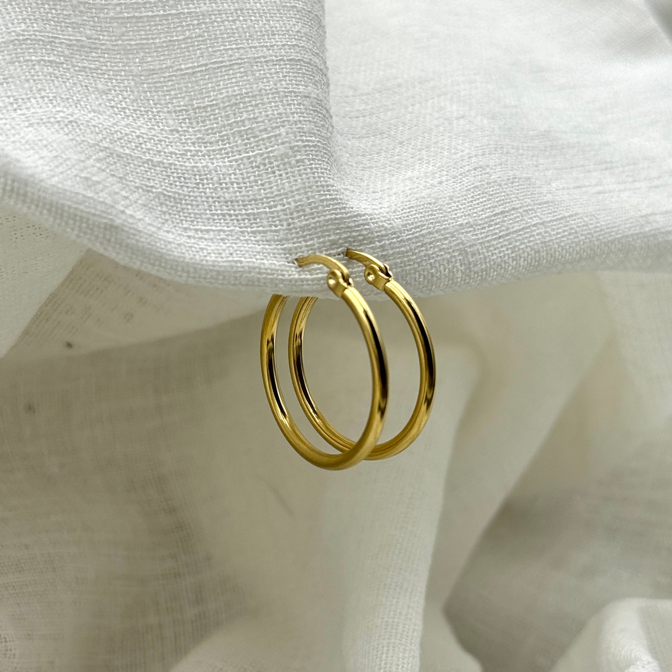 Oorbellen basic goudkleurige hoops 2.5 cm