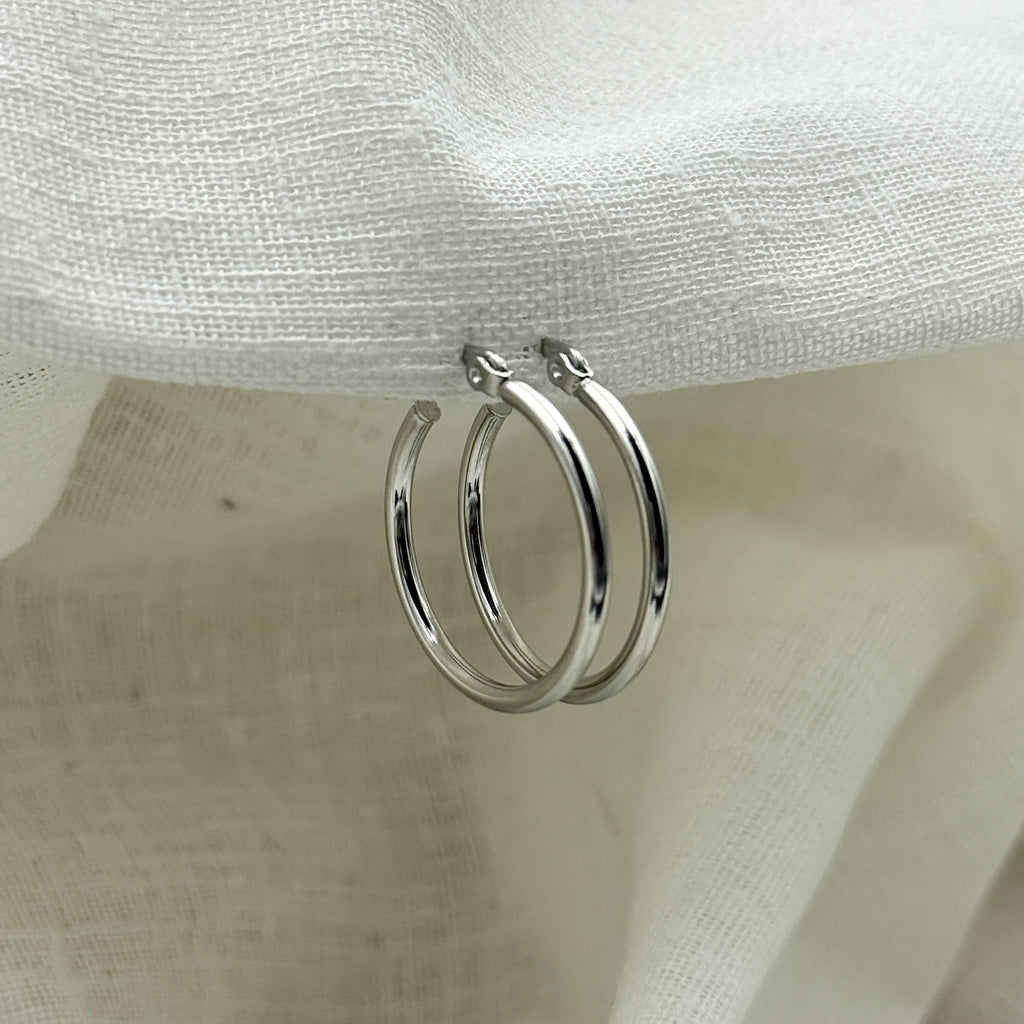 Oorbellen basic zilverkleurige hoops 2.5 cm