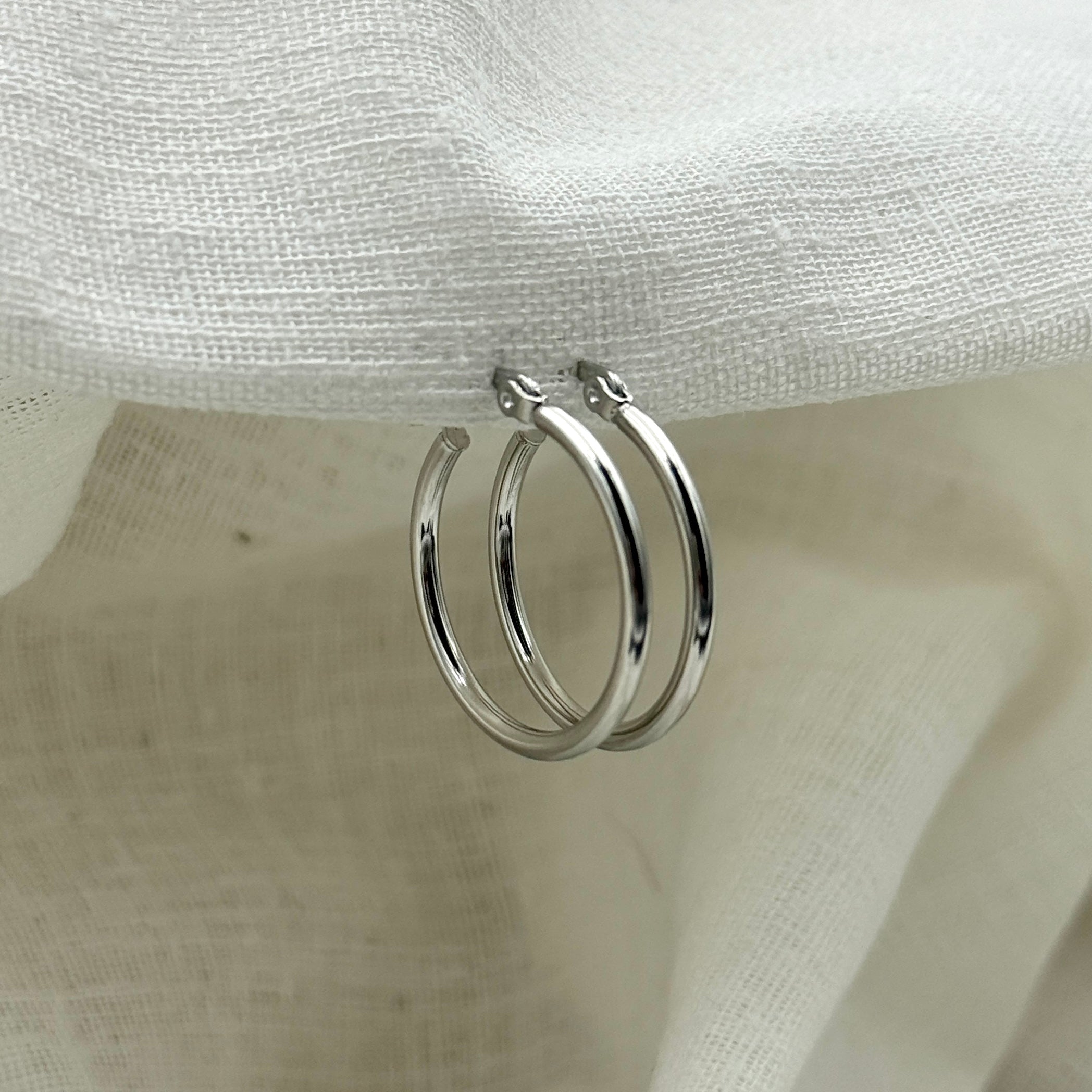 Oorbellen basic zilverkleurige hoops 2.5 cm