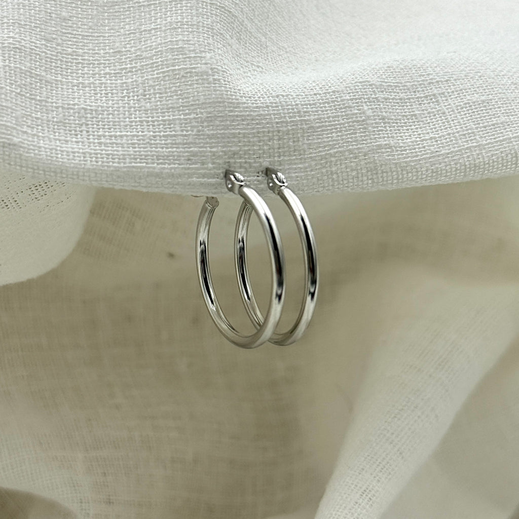 Oorbellen basic zilverkleurige hoops 2.5 cm