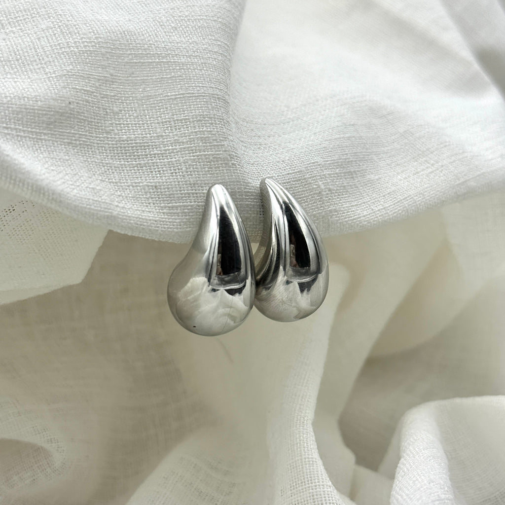 Oorbellen basic silver drop large