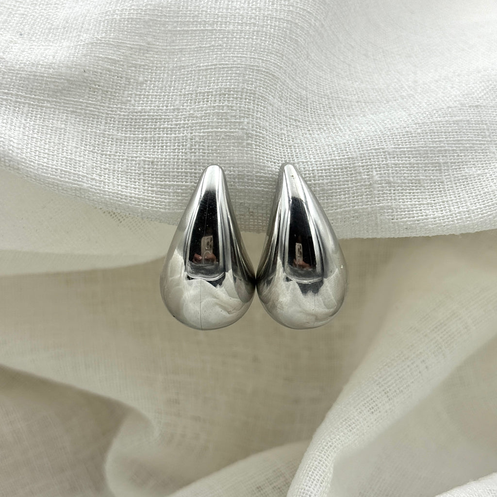 Oorbellen basic silver drop large