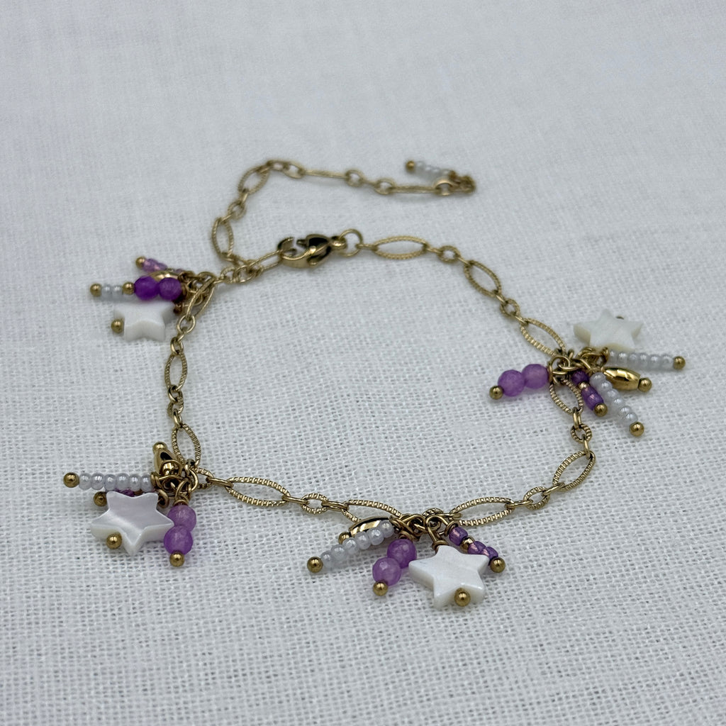 Armband happy stars paars