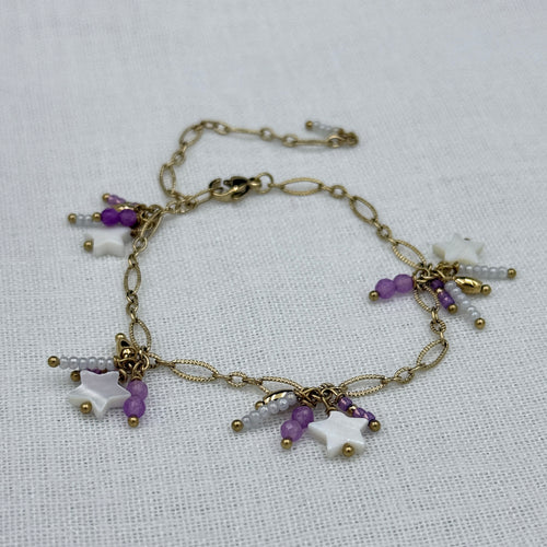 Armband happy stars paars