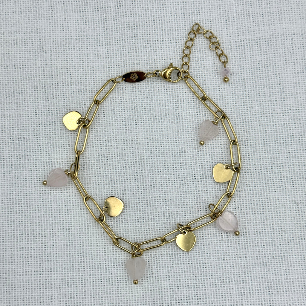 Armband roze hartjes