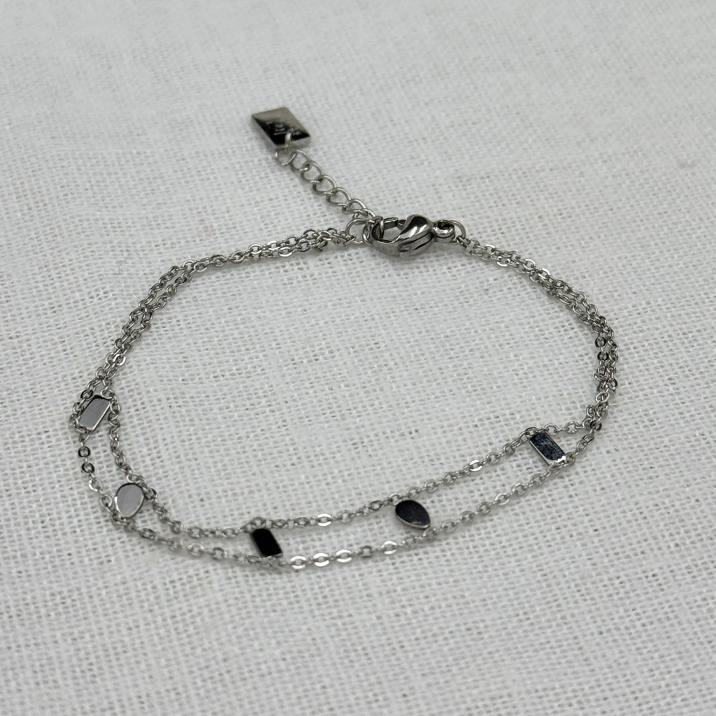 Armband double danty zilver