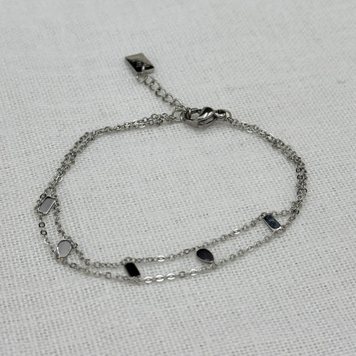 Armband double danty zilver