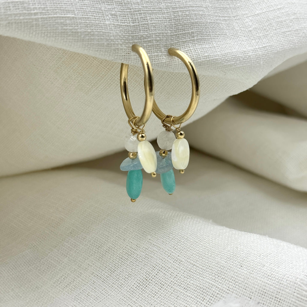 Oorbellen blue stone hoops