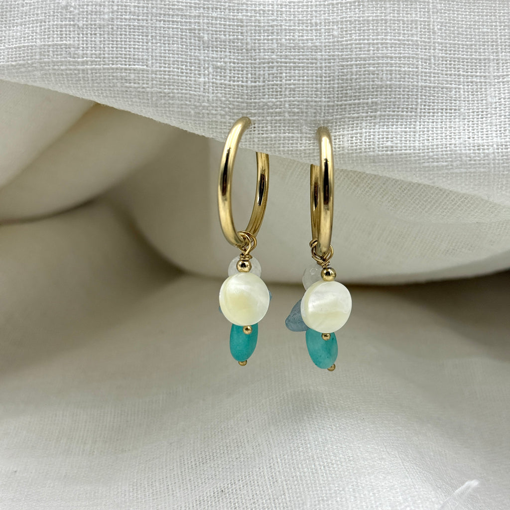 Oorbellen blue stone hoops