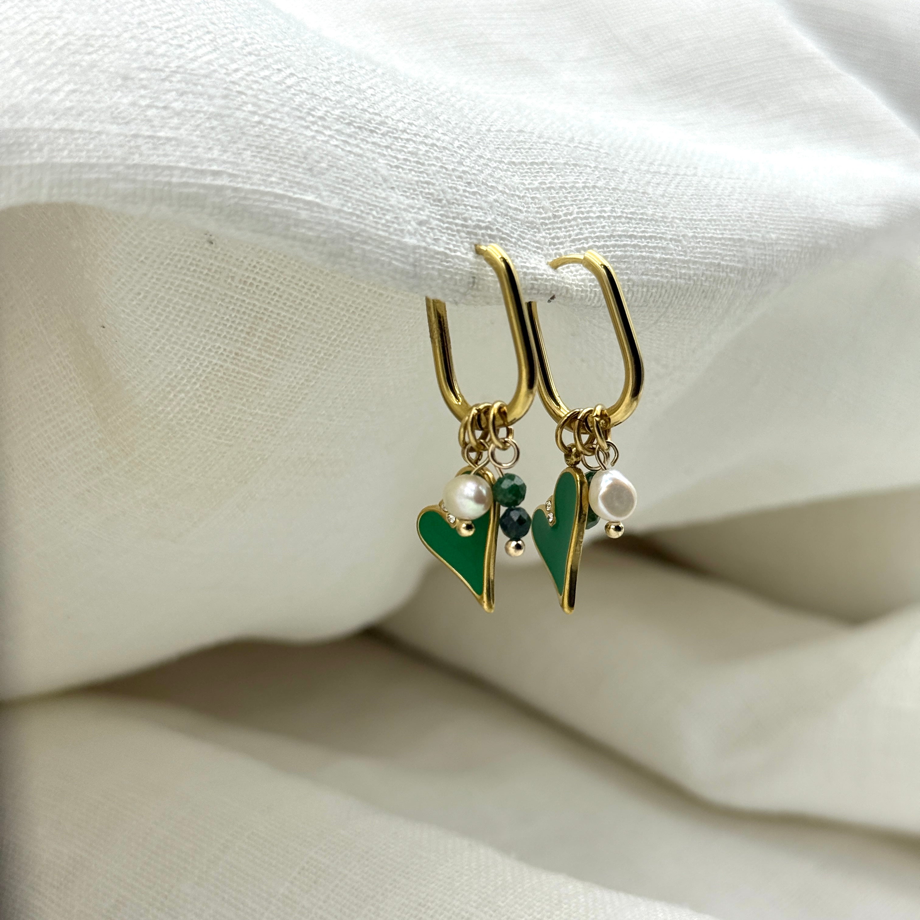 Oorbellen Green Heart