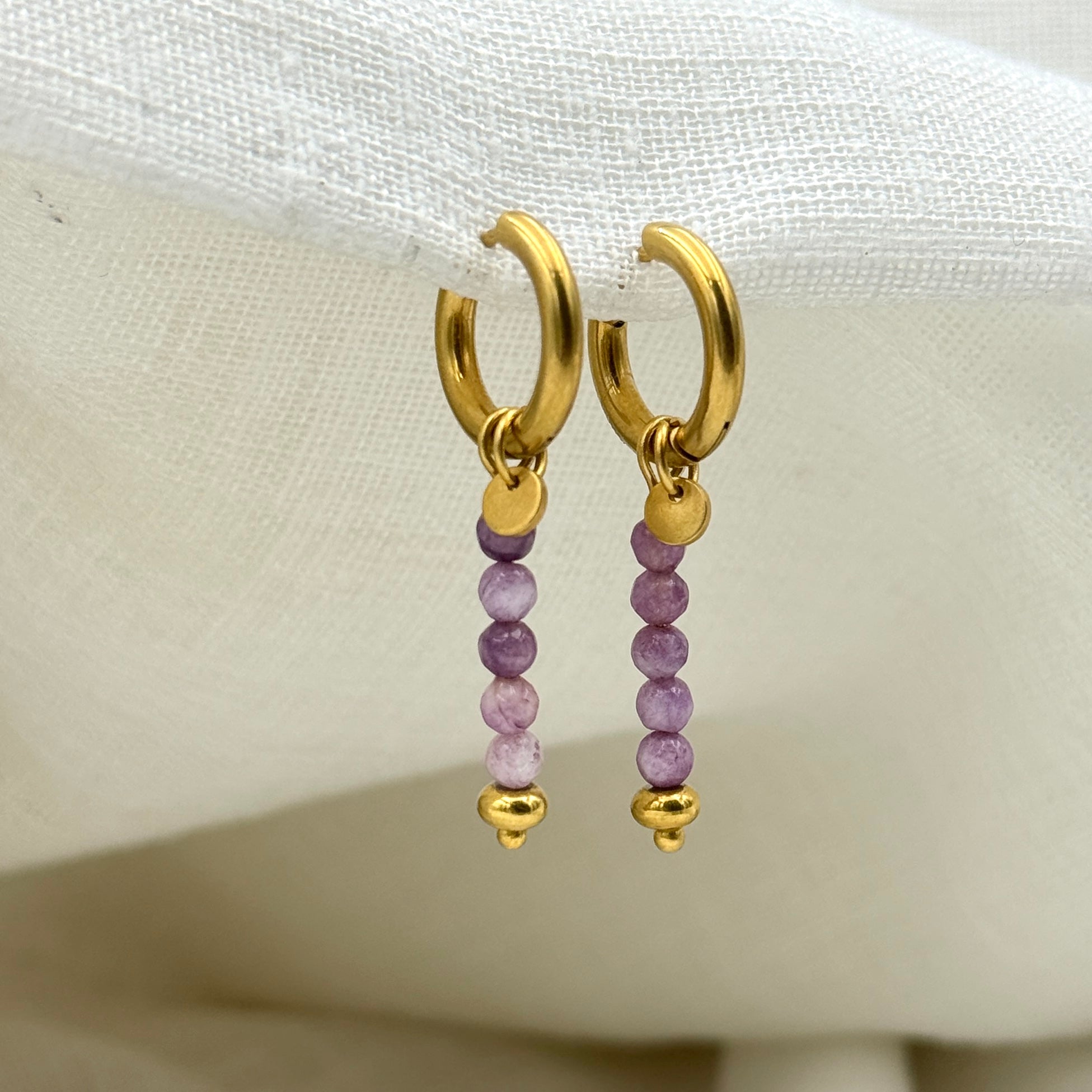 Oorbellen Happy purple stones