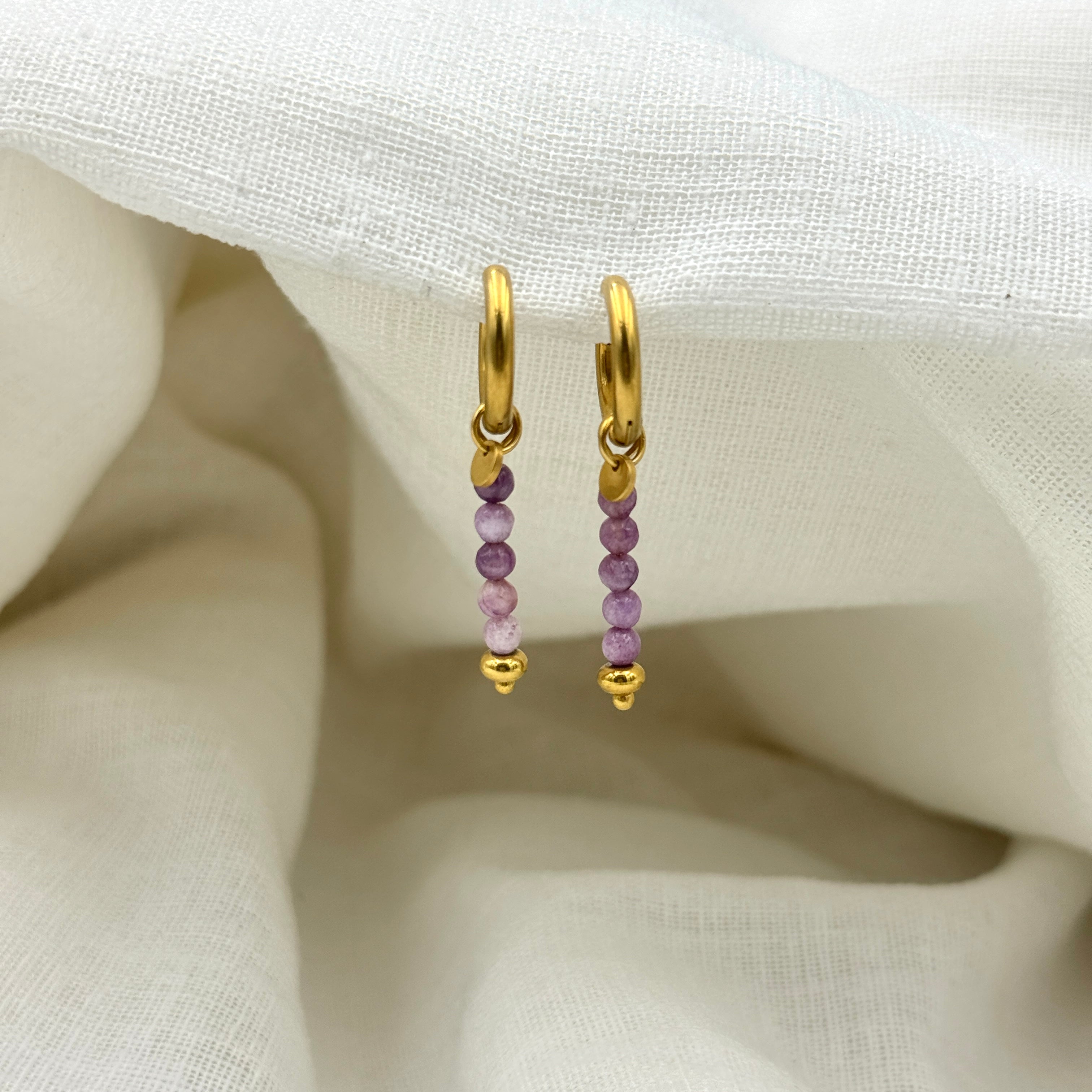 Oorbellen Happy purple stones