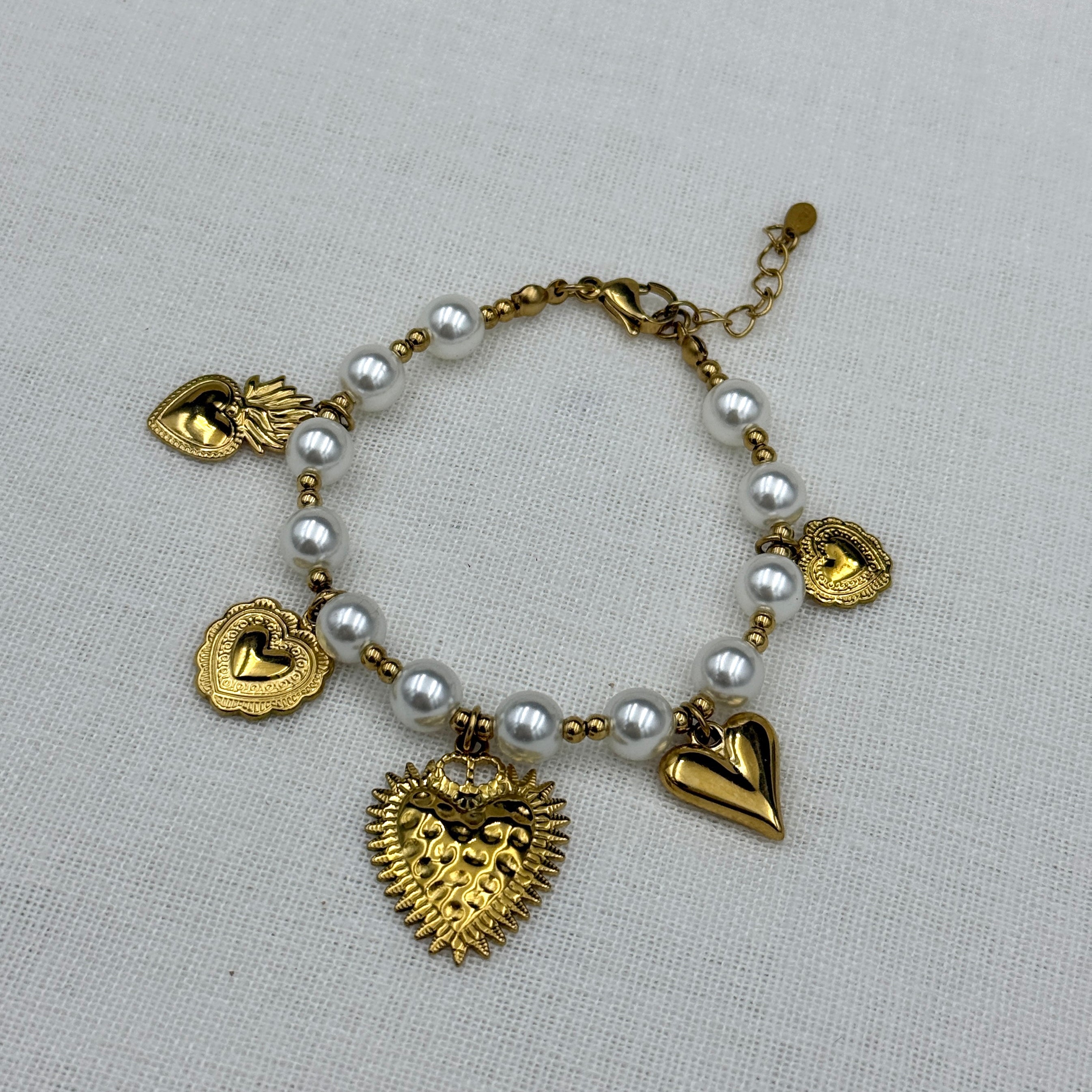 Armband Vintage Pearl Hearts