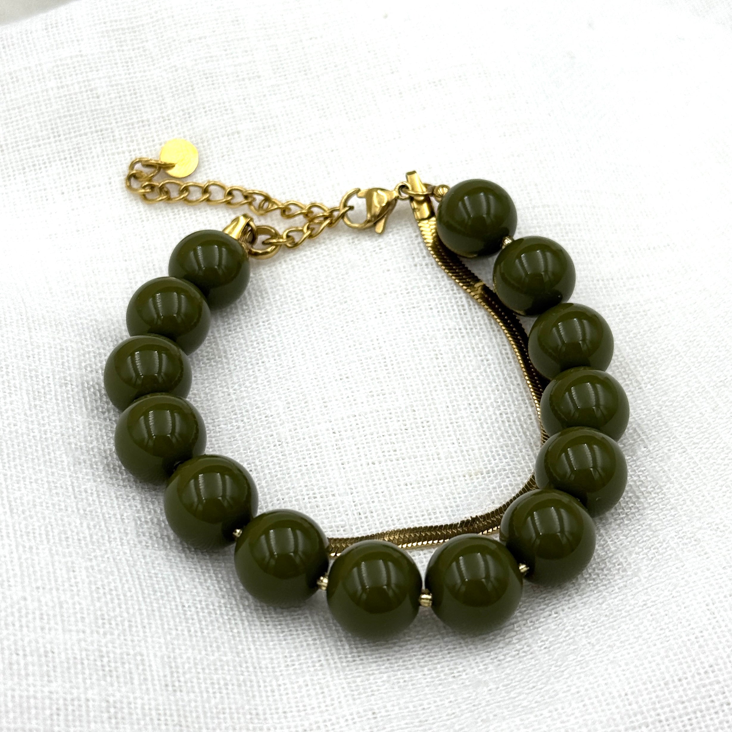 Short Army green Beads
