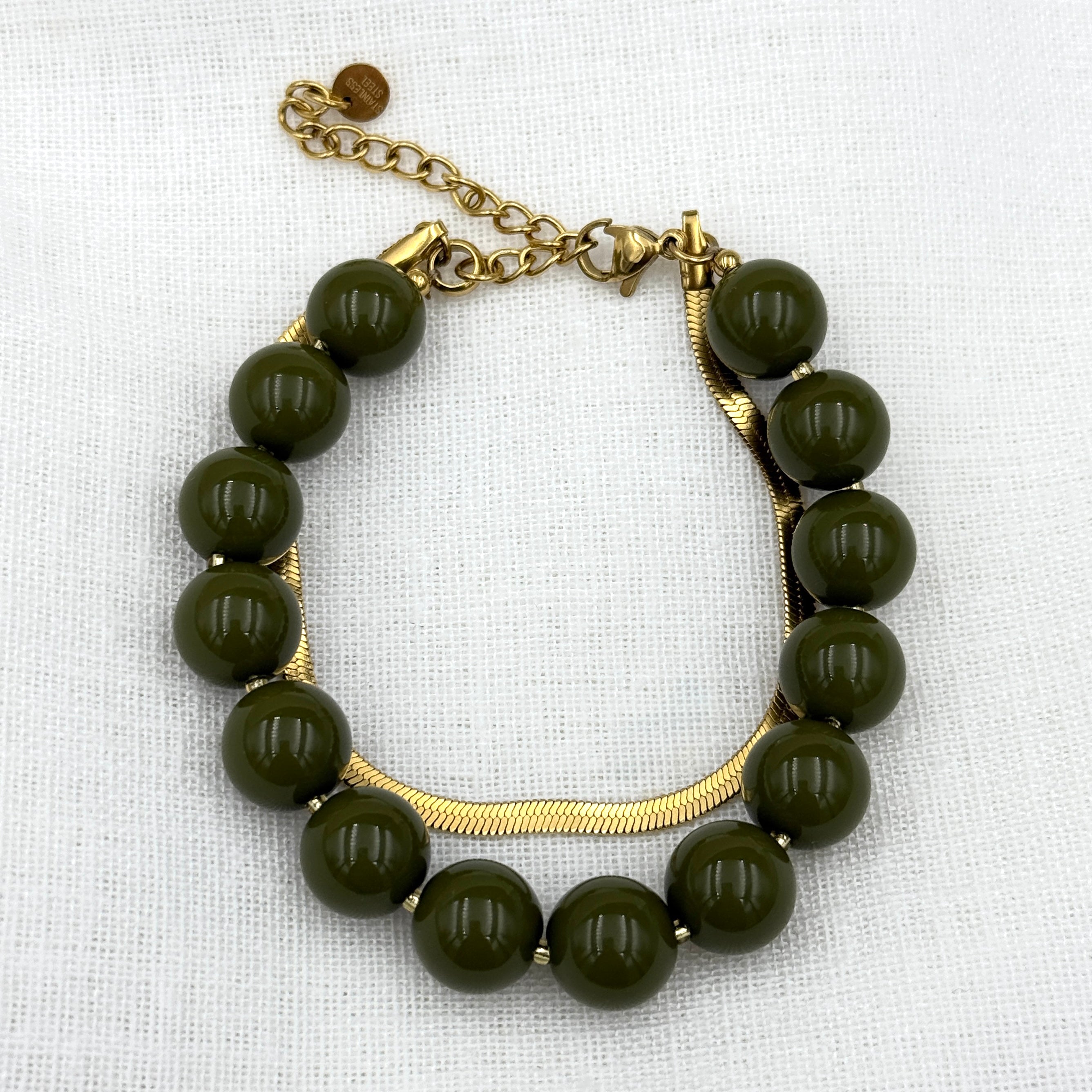 Short Army green Beads