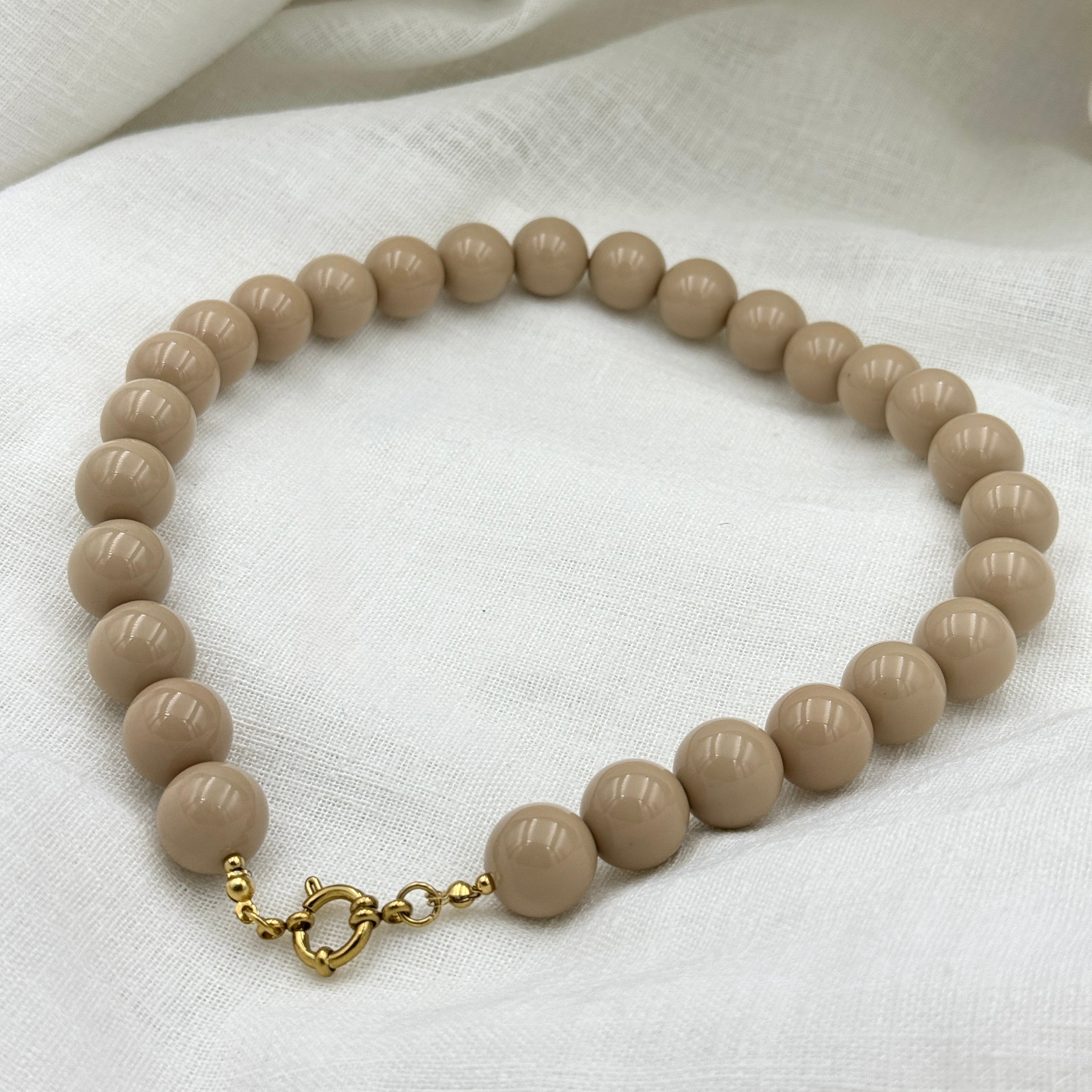 Kralen Ketting Soft Khaki