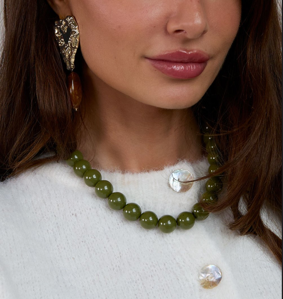 Kralen ketting Army green